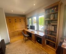 1 x Bespoke Solid Hardwood Fitted Home Office Study, Offering Over 5-Metres Of Storage And Workspace