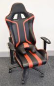 1 x Aero Cool AC120 Air Premium Adjustable Hydraulic Gaming Chair in Black and Red Faux Leather -