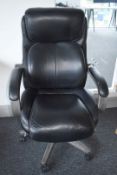 1 x La-Z-Boy Air Executive Office Swivel Chair With Black Faux Leather Finish, Ergonomical Design