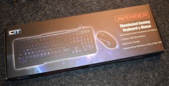 1 x CiT Avenger Gaming Keyboard and Mouse Set - Features 3 Colour Mode LED Backlight, Swappable