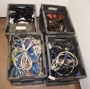 1 x Assorted Job Lot of Cables - Includes 9 Crates Containing Mice, PSU Cables, Network Cables