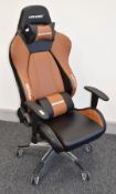 1 x Akracing Premium Adjustable Hydraulic Gaming Chair in Black and Brown Faux Leather - RRP £