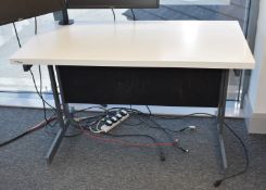 1 x Contemporary Office Workstation Desk - White Finish With Cantilever Base and Privacy Panel