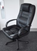 1 x Executive Office Swivel Chair With Black Faux Leather Finish, Gas Lift and Armrests