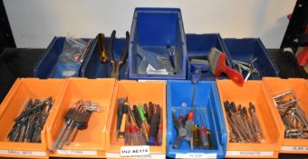 12 x Linbin Boxes With Tool Contents - Screwdrivers, Allen Keys, Drill Bits, Paint Brushes