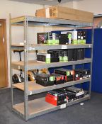 1 x Boltless Galvanised Metal Storage Shelf Unit With Five Wooden Shelves