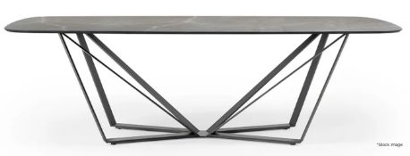 1 x REFLEX Designer Marble-topped Dining Table with a Triangular Steel Base - RRP £8,190