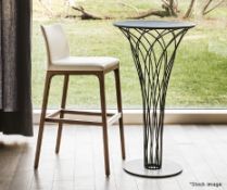 Pair Of CATTELAN ITALIA 'Arcadia' Faux Leather Upholstered Bar Stools, In Pale Cream - Original