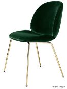 1 x GUBI 'Beetle' Designer Chair With Velvet Upholstery In Dark Green and Brass Base - RRP £980.00