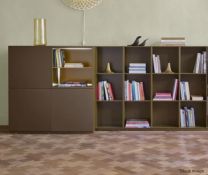 1 x LIGNE ROSET 'Book & Look' Designer 3-Section Storage Unit In Walnut & Black - Ref: 6/HJL267/07-