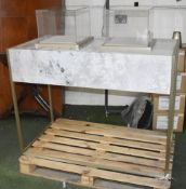1 x Display Table With Marble-style Aesthetic - Ex-Display Showroom Piece - Ref: G018 G/IT - CL987 -