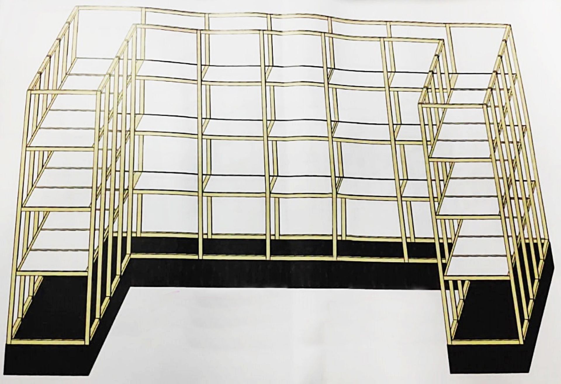 1 x Bespoke 4-Metre Wide Retail Luxury Goods Shelving Display Installation, With 3-tiers of LED