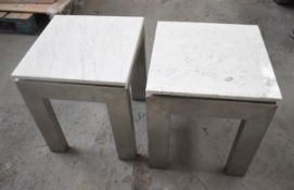 A Pair Of Marble Stone Topped Display Tables - Ref WAN172+173 - Removed From A Popular Department