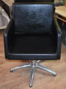 1 x REM Professional Stylist Chair In Black Faux Leather - Ex-Display Showroom Piece - Ref: G057 G/