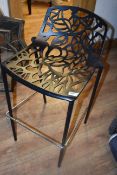 1 x Metal Bar Chair With Floral Cut-out Detail In Black - More Information To Follow - CL987 -