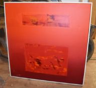 1 x Contempoaray Wall Art with Handfinished Detail, In Red - Recently Removed From An Exclusive