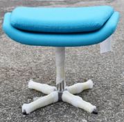 1 x STEIJER 'Super Easy' Designer Cashmere Upholstered Footstool In Aqua Blue, With A Chrome-