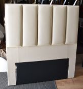 1 x HUDSON LIVING Velvet Upholstered Headboard In Cream - Ex-Display Showroom Piece In Good