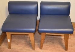 2 x Chairs Upholstered In A Blue Faux Leather - Pre-owned In Good Condition - Ref: G038 G/IT - CL011