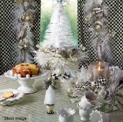 1 x MACKENZIE-CHILDS 'Snowfall' Decorative Tabletop Tree - Original Price £322.00 - Unused Boxed