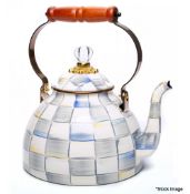 1 x MACKENZIE CHILDS Sterling Check Enamel Tea Kettle - 3 Quart - Boxed - Original RRP £230 - Ref: