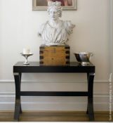 1 x JUSTIN VAN BREDA 'LULU' Designer Mahogany Console Table With Hidden Drawer And Stainless Steel