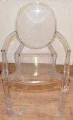 1 x Clear Acrylic Contemporary 'Ghost' Chair with Arms - Ref: G040 G/IT - CL011 - Location: