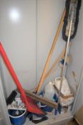 1 x Upright Two Door Storage Cabinet With Contents - Includes Various Cleaning Tools