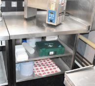 1 x Stainless Steel Corner Prep Table With Undershelves and Castors