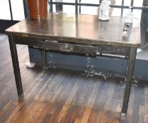 1 x Industrial Inspired Writing Desk With Central Drawer - Dimensions: H78 x W122 x D76 cms - Ref: