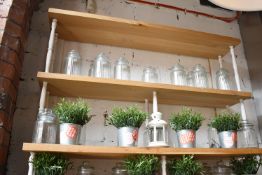 Approx 22 x Glass Jars With Lids and 8 x Artificil Potted Plants