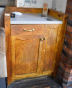 1 x Dumbwaiter Service Station With Pine Doors and Solid Worktop With Storage Compartments
