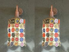 2 x Wall Lights With Unique Beer Bottle Cap Shades