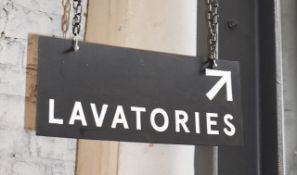 1 x Vintage Style Lavatories Toilet Sign With Hanging Chain
