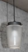 5 x Vintage Suspended Light Fittings With Frosted Glass Shades Stamped With British M
