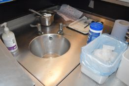 1 x Stainless Steel Corner Prep Table With Hand Wash Basin