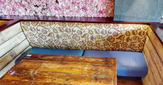 1 x Commercial Restaurant Seating Bench - Features Blue Faux Leather Seats and Floral Upholstery