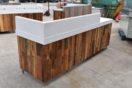 1 x Commercial Coffee Shop Preperation Counter With Natural Wooden Fascia, Hard Wearing Hygenic
