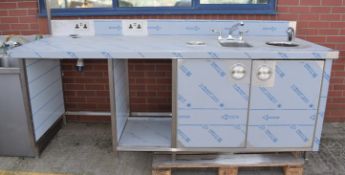 1 x Stainless Steel Preperation Unit With Infra-Red Hand Wash Basin, Upstand With 240v Sockets, Wash