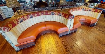 2 x Commercial C Shaped Restaurant Seating Booths With Faux Leather Seats and Ribbed Back Rests