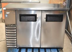 1 x True Back Bar Bottle Cooler With Solid Stainless Steel Doors and Counter Top - Model TBB-24-48-S
