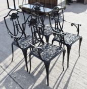 4 x Ornate Metal Outdoor Chairs With HARRODS OF LONDON Branding In Black - Ref: HOC107/108/122/123