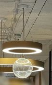 1 x Commercial Designer RING Suspension Ceiling Light In Copper With Clear Acrylic Globe Pendant