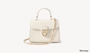 1 x ASPINAL OF LONDON Nano Mayfair Bag In Deep Shine Ivory Small Croc Pattern - Boxed - Original RRP