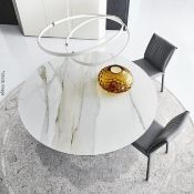 1 x CATTELAN ITALIA 'Yoda Keramik' Round Marbled Ceramic Glossy Golden Calacatta Table Top - ⌀158cm