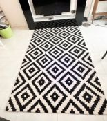 1 x NU LOOM 100% Wool Hand-made Tufted Rug In Black And Off White - Ref: GRG020 / WH2 / ROLL - CL870