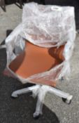 1 x Linear Low Back Tan Leather Executive Office Chair On Castors - Dimensions: 88(h) x 60(w) x 60(