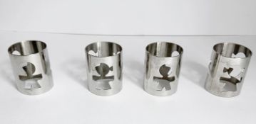 4 x ALESSI 'Girotondo' Designer Stainless Steel Napkin Holders - Made In Italy - Ref: GRG005 / WH2 /