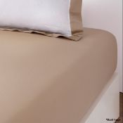 1 x PETER REED Luxury Linen Sea Island Double Fitted Sheet - 135X190X25cm - 600 Thread Count