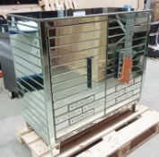 A Pair Of Venetian Inspired 2-Doored Panel Mirrored Cabinet With Star and Floral Details